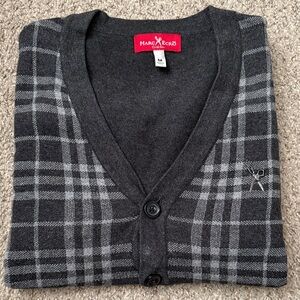 Marc Ecko Cut & Sew Men's Gray Plaid Cardigan